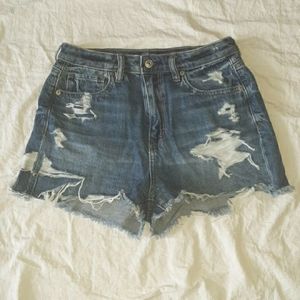 American Eagle Comfort Stretch Waistband Mom Short Distressed Jean Shorts Size 4
